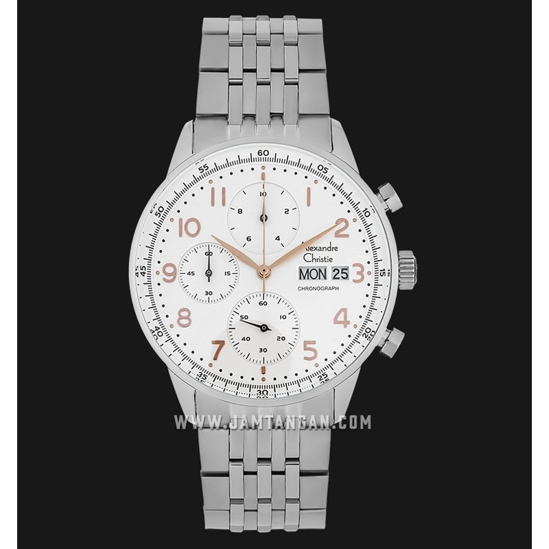 Alexandre Christie AC 6492 MC BSSSLRG Chronograph Men White Dial Stainless Steel