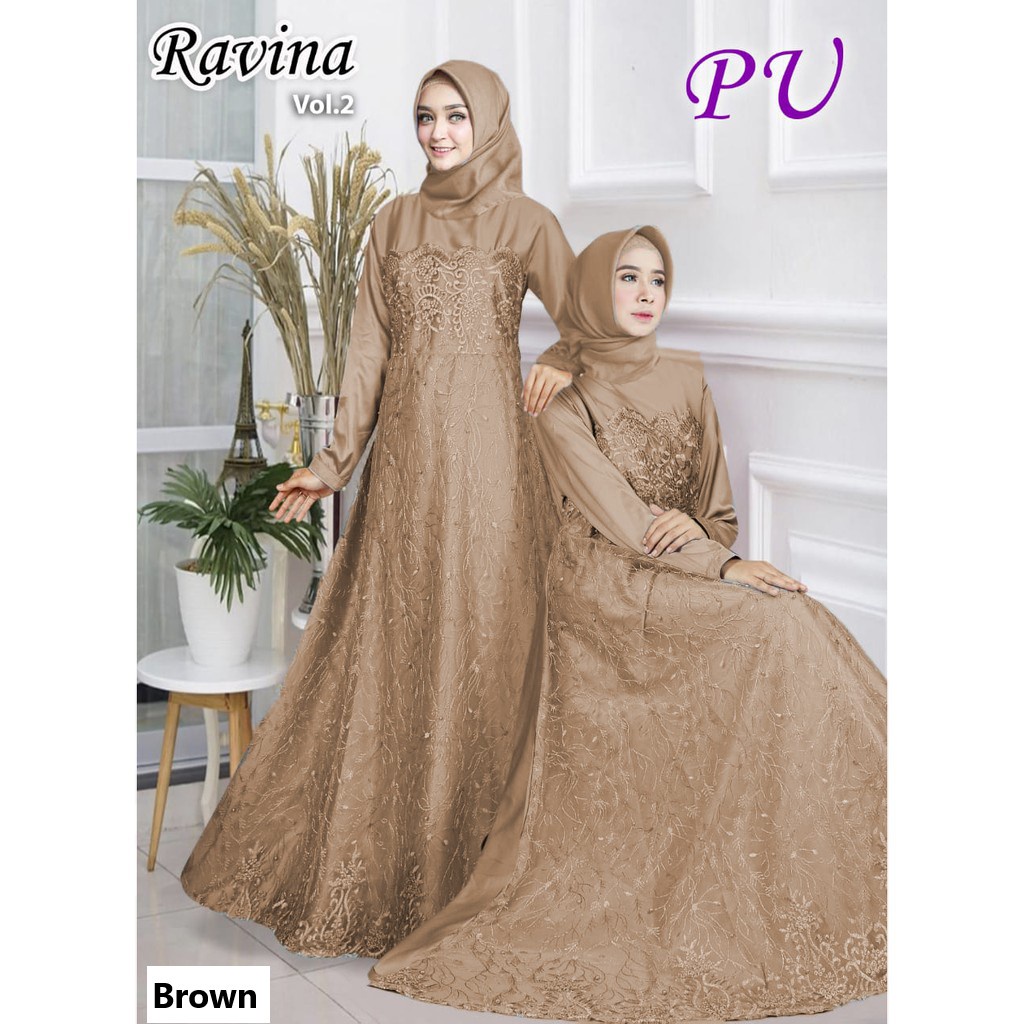 TERMURAH (ADA JUMBO) GAMIS BRUKAT RAVINA BUSUI / KEBAYA TILE MAXY DRESS EXCLUSIVE /  WANITA MUSLIM /