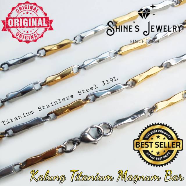 Kalung Titanium Stainless Steel Magnum Bar