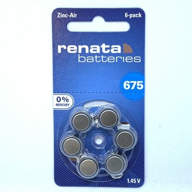 BATERAI RENATA 675 PR44 ORIGINAL ZA-675 HEARING AIDS BATTERY BATRAI ALAT BANTU DENGAR  ISI 6 PCS