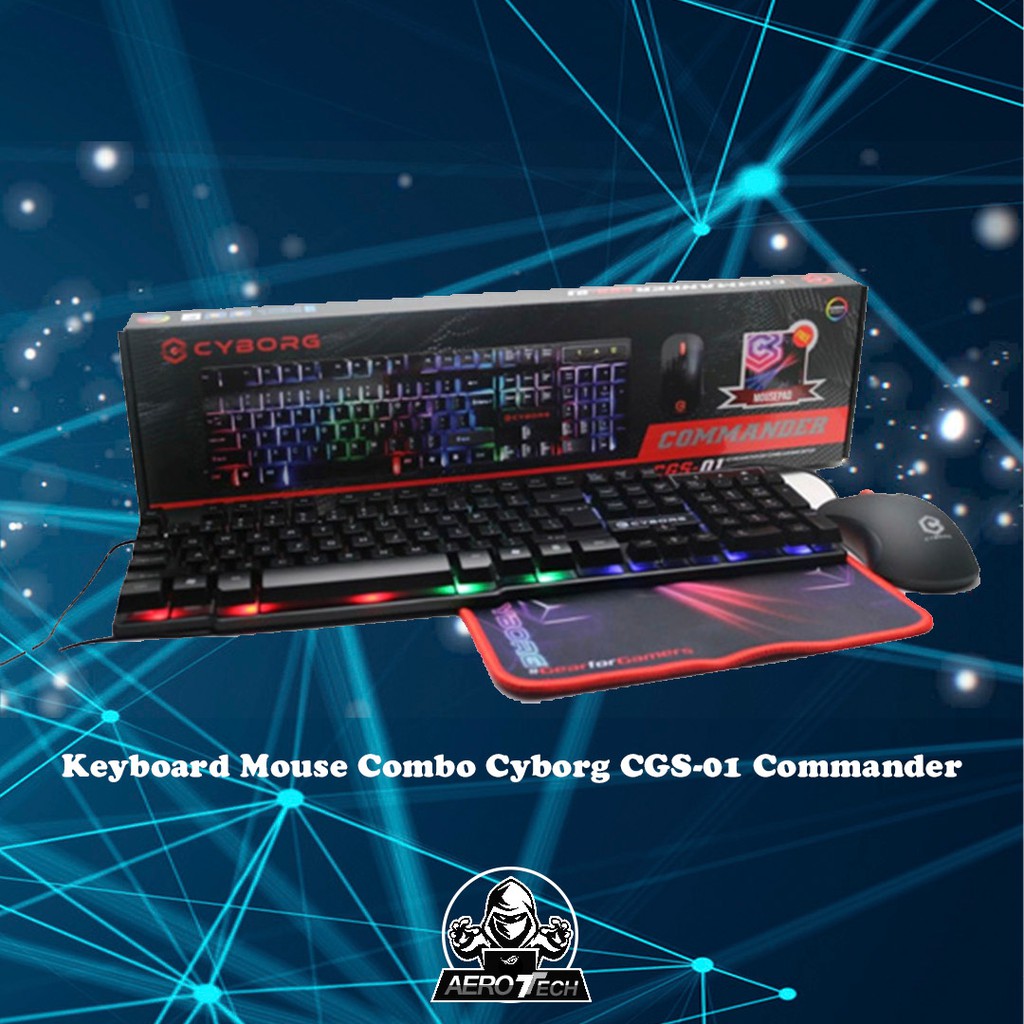 Keyboard Mouse Combo Cyborg CGS-01 Commander Free Mousepad