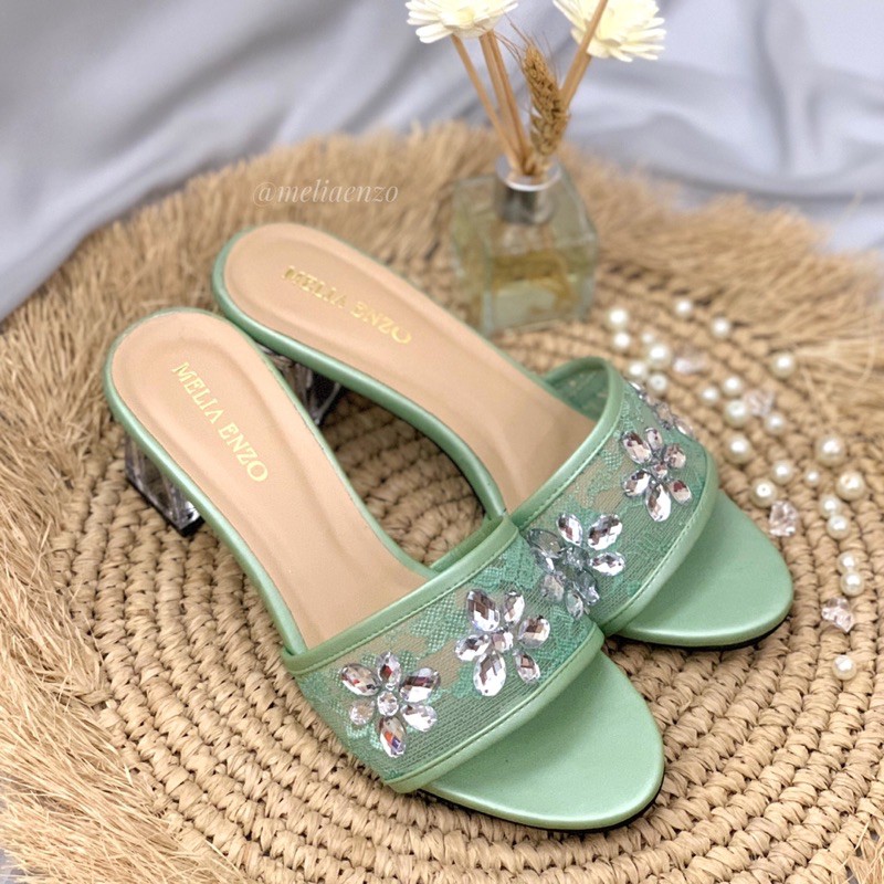 Meliaenzo - Sendal Hak Brukat | Sendal wedding | Diamond Heels