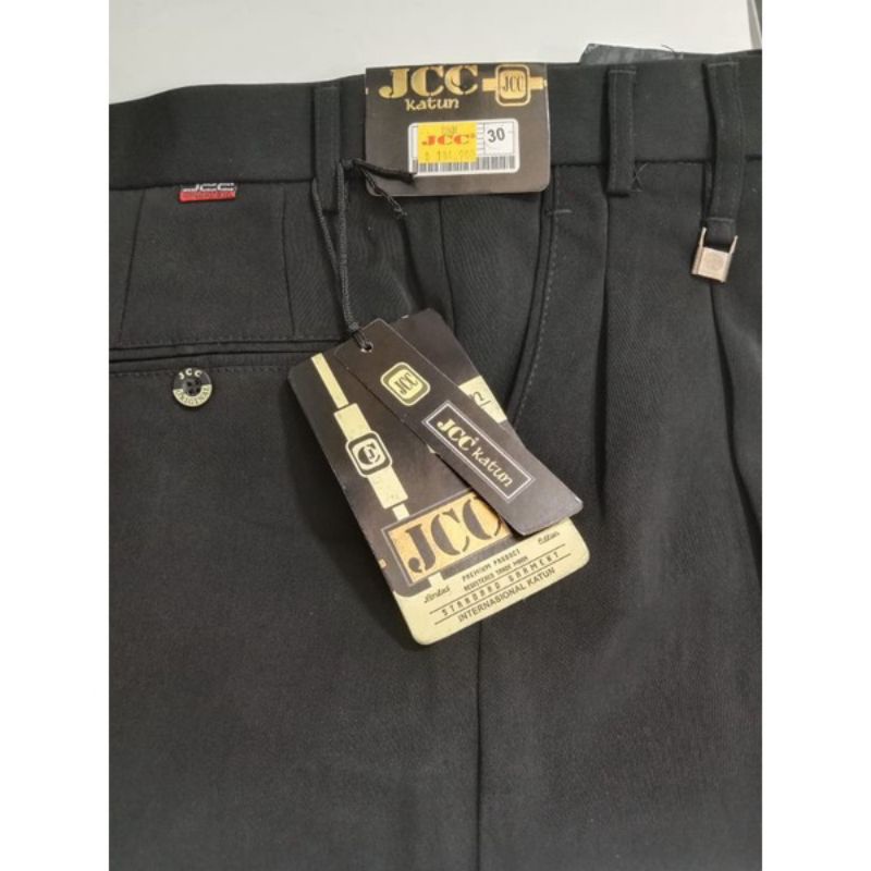 Celana Dasar Standar Reguler Merk JCC Original Bahan Katun Tebal Hitam Pekat Ukuran Standar dan Jumbo Celana Kantor Kantoran Kerja Formal Ukuran Standar Jumbo Super Jumbo  27 38 39 40 41 42 43 44