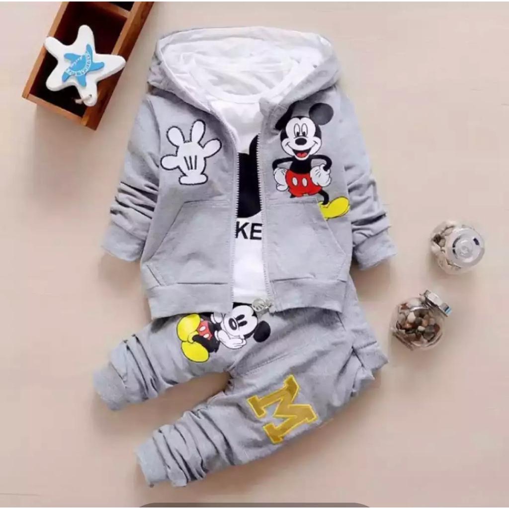 PROMO SETELAN 3 IN 1 HOODIE ANAK 1-5 TAHUN SETELAN MIKI MOUS HOODIE ANAK LAKI LAKI DAN PEREMPUAN JAKET ANAK SWATER ANAKBAJU ANAK TERMURAH HARGA GROSIR