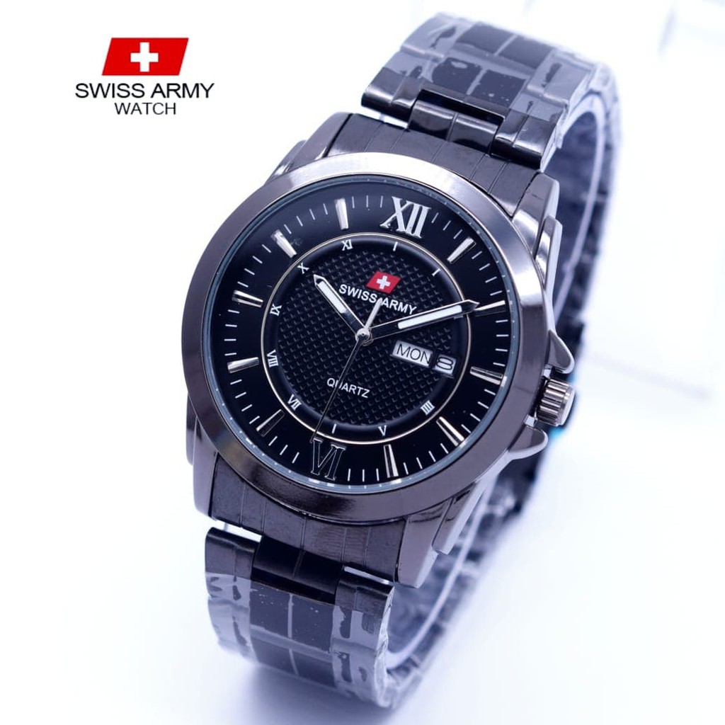 Belmopan Kumaka Jam Tangan Pria / Cowok Sw15s 4rmy SA JR Rantai Silver Black