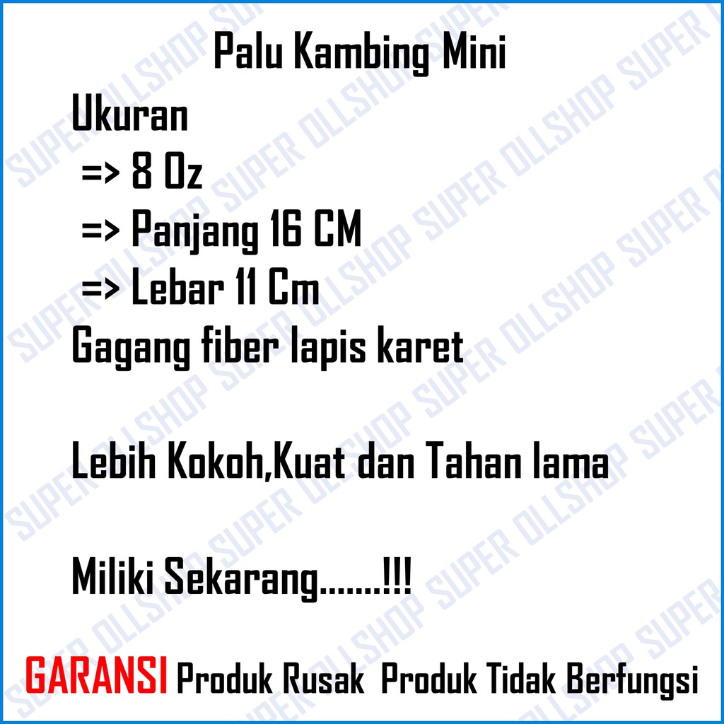 Palu Kambing Murah Martil Hammer Kambing Gagang Fiber Kayu 8 Oz Getok Cabut Paku Beton / Palu Kambing Mini