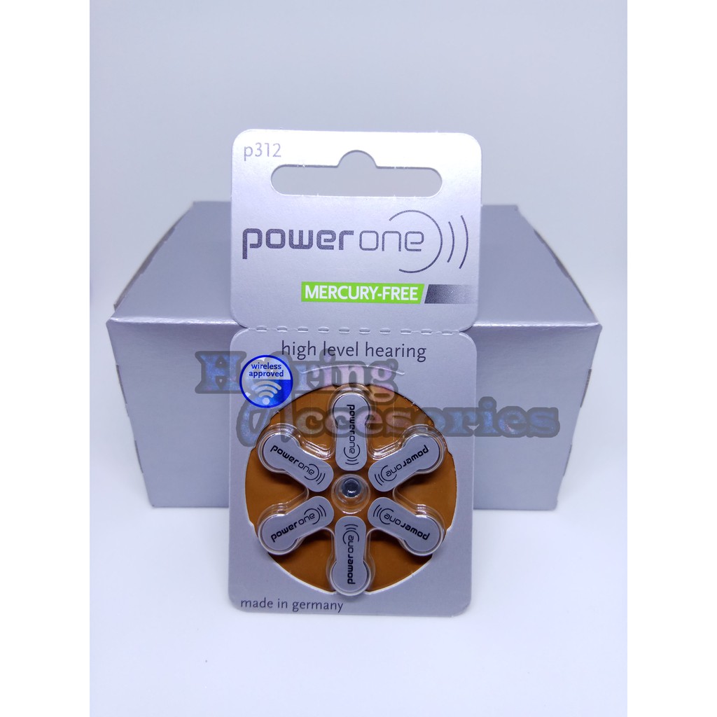 Baterai Alat Bantu Dengar Hearing Aid Battery PowerOne 312 (P312) Mercury-Free