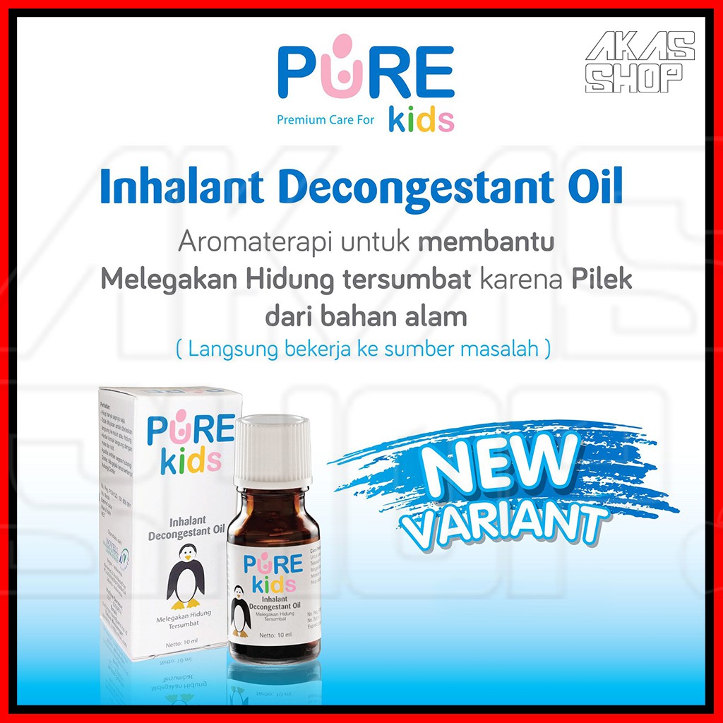 PURE Kids Inhalant Decongestant Oil 10ml mengatasi Hidung Tersumbat-Original