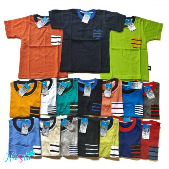 Kaos anak pocket polos salur