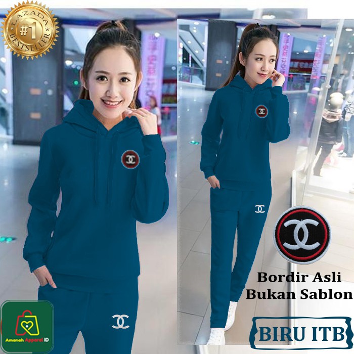 Setelan Kaos Olahraga Senam HOODIE KOREA Babyterry Training Wanita XL - XXXL / 10459-10467