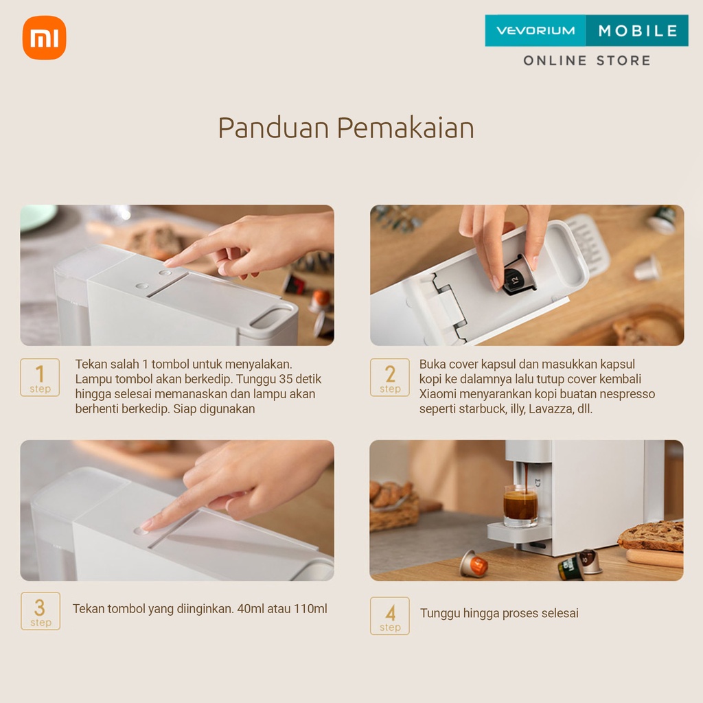 Xiaomi Mijia S1301 Instant Capsule Nespresso Coffee Machine Mesin Kopi Kapsul