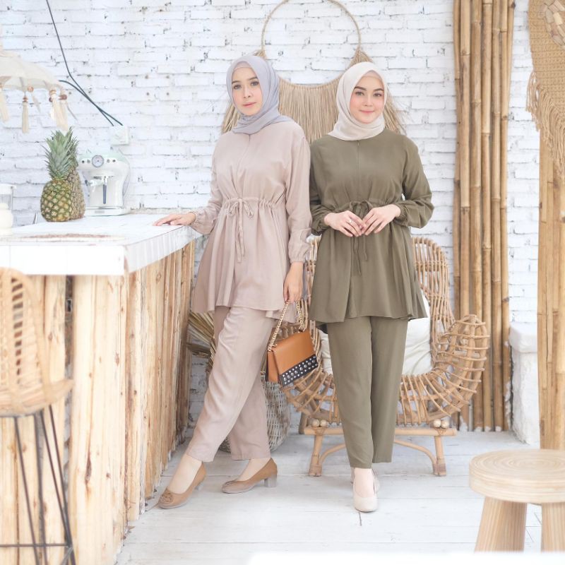 (COD) Basic Homey Set | Setelan Polos One Set Rayon Viscose