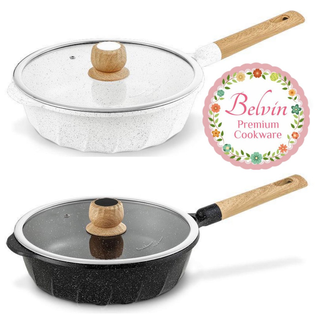 Belvin cookware frypan fry pan marble ceramic granit keramik anti lengket 24cm Premium Cookware