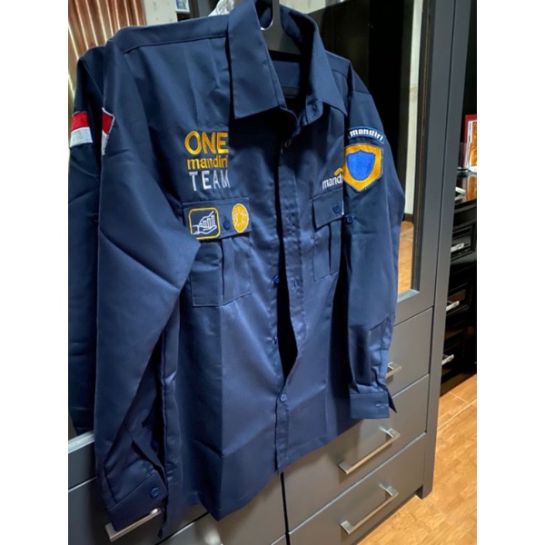 KEMEJA PRIA WANITA BAJU PDL PDH BANK KEMEJA SERAGAM MANDIRI BAJU KEMEJA BORDIR BANK MANDIRI