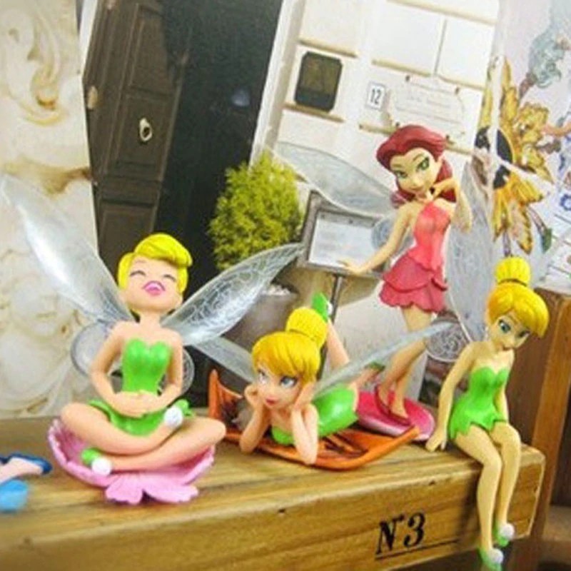 6pcs/Set Kids Gift Tinkerbell Dolls Flying Flower Fairy Children Animation Cartoon Toys Girls Dolls