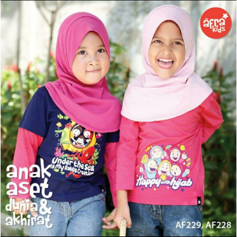 BIG PROMO Afrakids AF228 &quot;Happy with Hijab&quot; Lengan Panjang