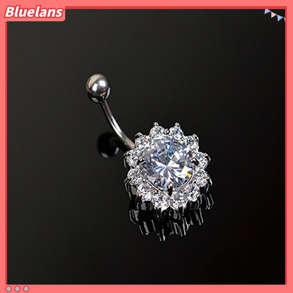 Bluelans Body Piercing Ring Fashion Rhinestone Ball Button Jewelry Barbell Bar Belly Navel Ring for Women