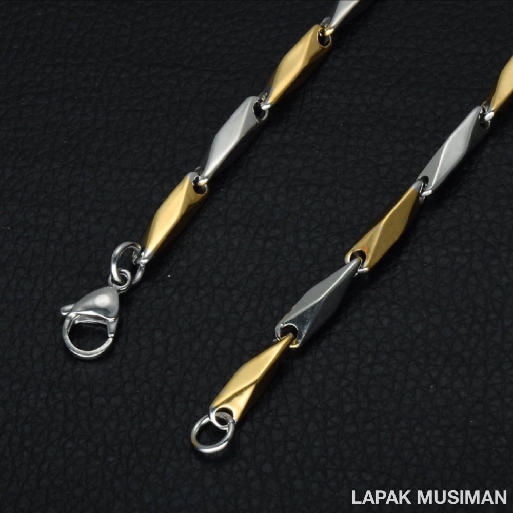 [Bayar di Tempat] KALUNG PRIA TITANIUM - MODEL PADI KOMBINASI