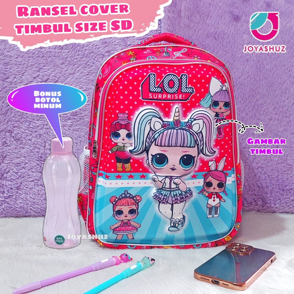 Tas Anak Lol 3D Berbonus - Ransel Lol 3D Anak SD - Tas Sekolah Anak SD  3D Karakter - Tas Anak Perempuan SD Gratis Botol Dan Misting-Tas Sekolah Anak Perempuan Karakter Lucu - Joyashuz