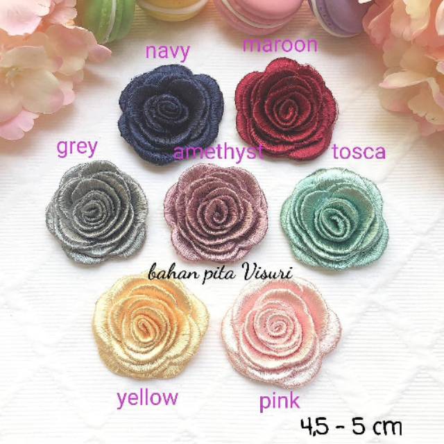 Bunga Rose Full Bordir 4,5 - 5 cm