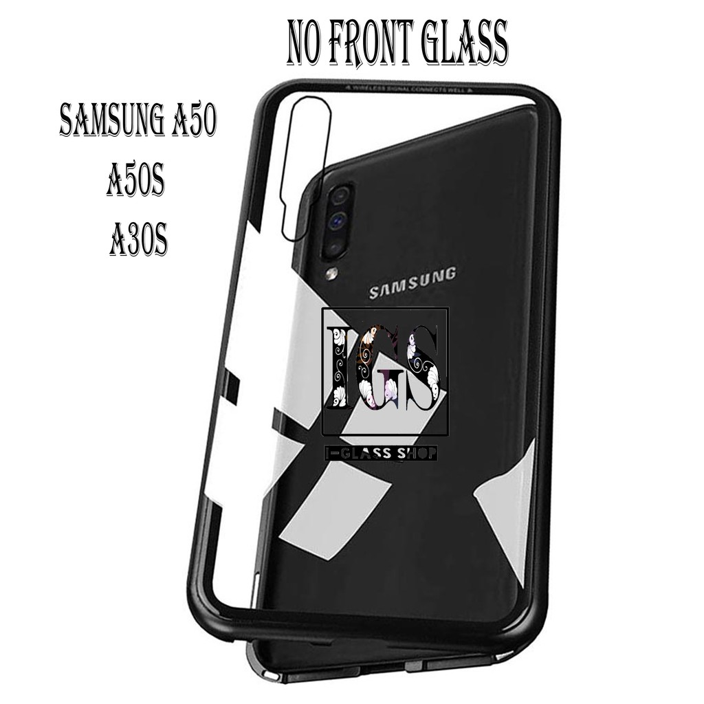 Casing Magnetic Metal Glass Hard Case 360 samsung A50 A50S A30S