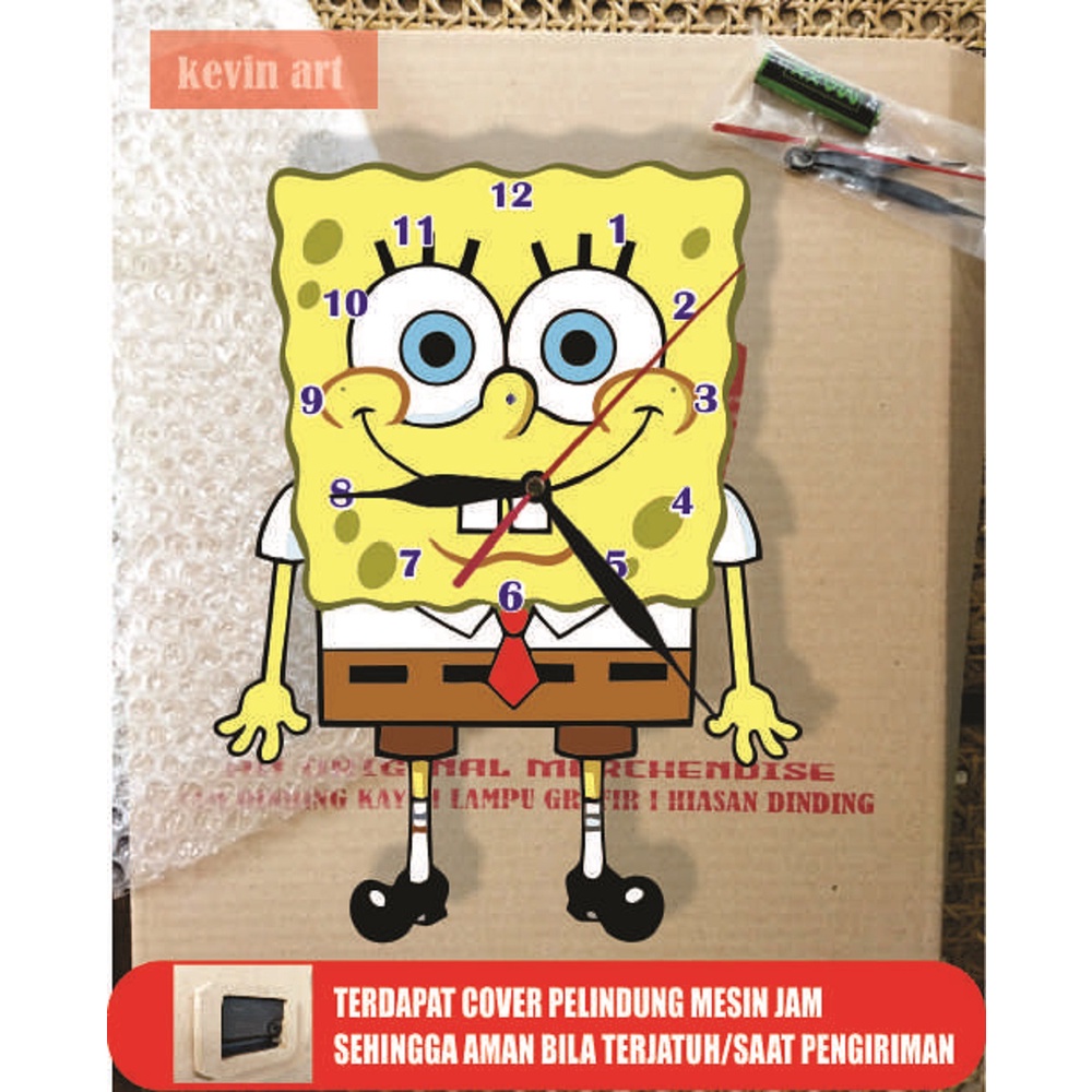 DEKORASI DINDING AESTHETIC JAM DINDING KARAKTER SPONGEBOB UNIK DAN KEREN FURNITURE KAMAR BESAR MURAH