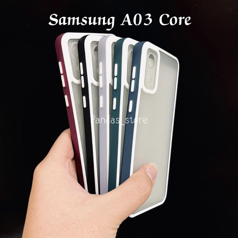 Pro Hybird Samsung A03 Core Softcase Halus dan Elegan / Pinggiran Garis Putih Keren (Pandas)