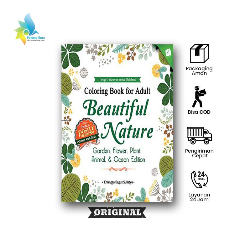 Jual BUKU COLORING BOOK FOR ADULT : BEAUTIFUL NATURE - Erlangga Bagus