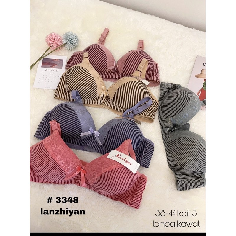 GROSIR 6 pcs Bh bra kait 3 tanpa kawat code 3348 lanzhiyan