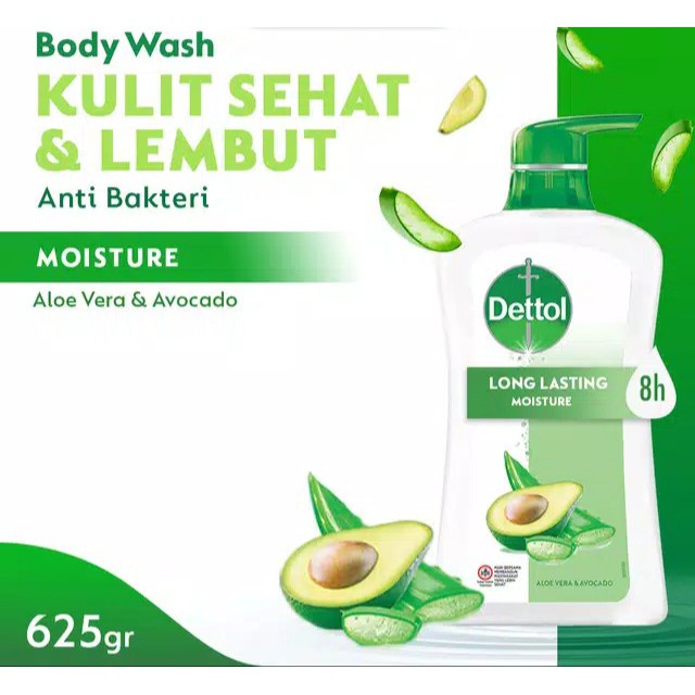 Dettol Sabun Mandi Cair Aloe vera &amp; avocado 625gr pump