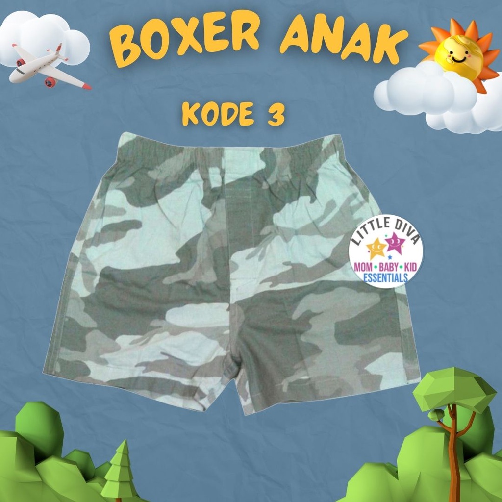 Boxer Anak 4-13T Cowok  - Celana Pendek Anak Laki