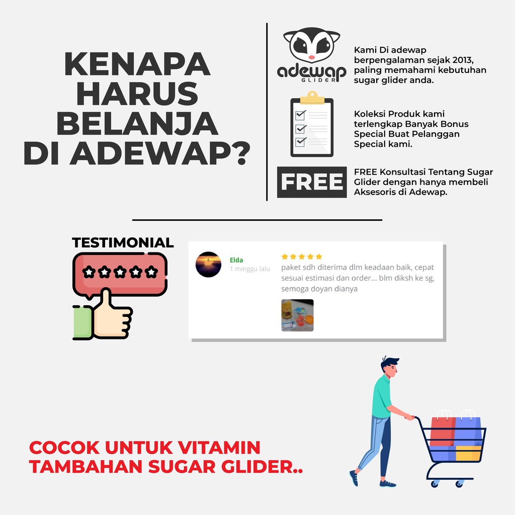 ADEWAP GLIDER Marsupial Milk Replacer Possum Pengganti Susu Sugar Glider