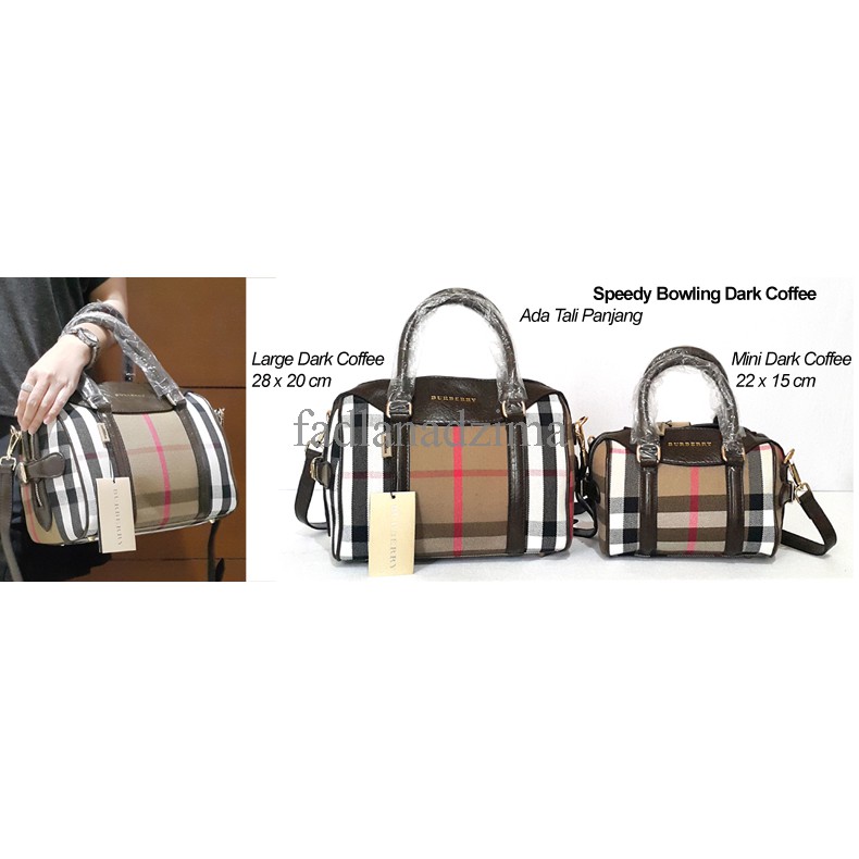 TAS BRANDED BURBERRY SPEEDY BOWLING DARK COFFEE LARGE DAN MINI