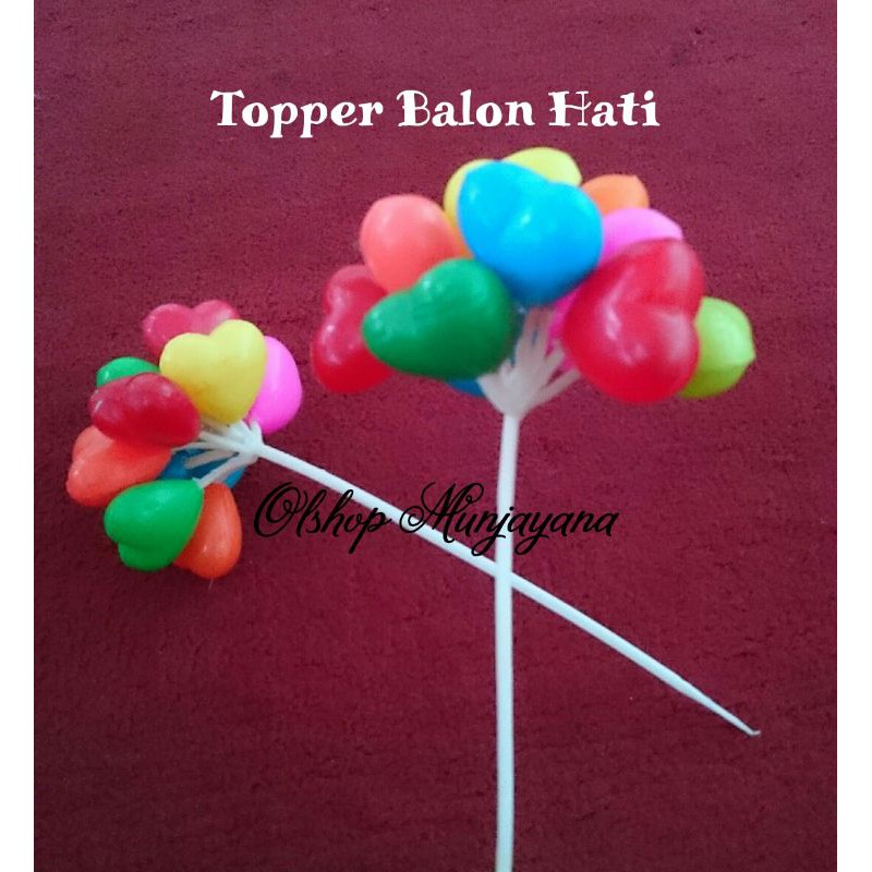 Topper/Hiasan Kue Tart Tusuk Balon Hati