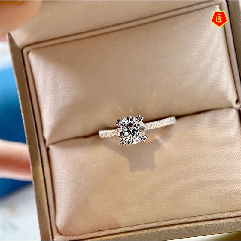 [Ready Stock]Simple Elegant Moissanite Four-Claw Diamond Ring