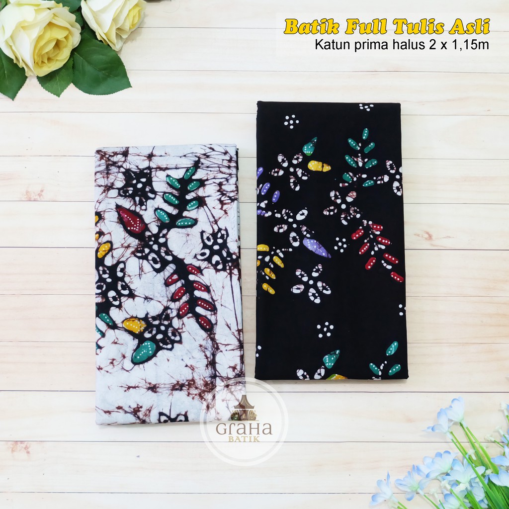 KAIN BATIK TULIS BAKARAN ASLI PATI BAHAN KATUN PREMIUM KENANGA HITAM PUTIH