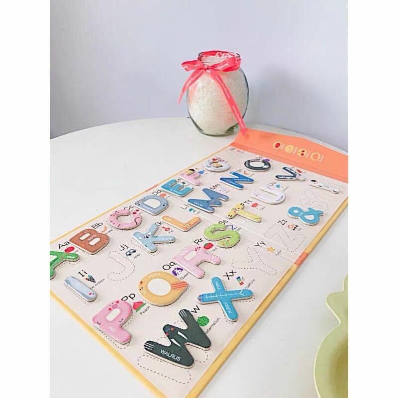 BUKU ALFABET MAGNET/WOODEN TOYS PAIRING MAGNETIC ALPHABET/SPELLING GAME