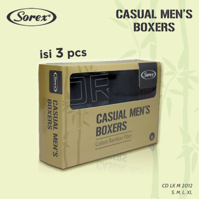 ( 1 Kotak isi 3 Pcs ) Boxer Pria Sorex Cotton Bamboo Fiber CD Lk M 2012 - Pakaian Dalam Pria