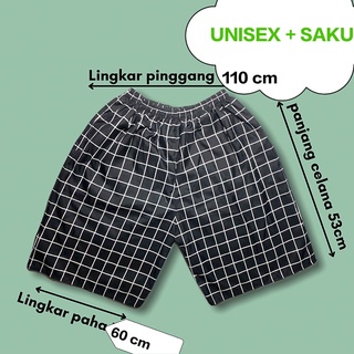 ( BISA COD)Celana Boxer Unisex Celana kolor kotak kotak tartan Jumbo Celana pendek pria dan wanita