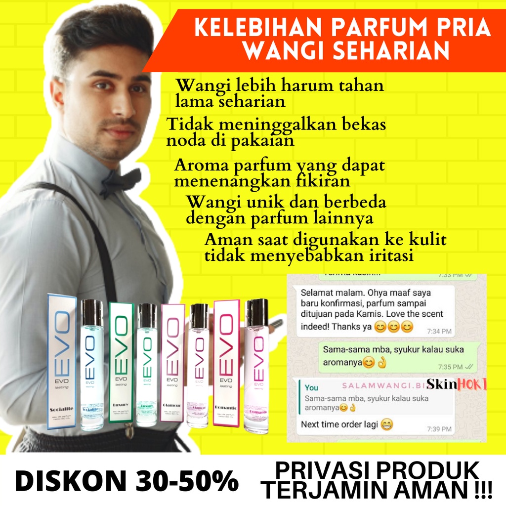 PARFUM PRIA AROMA COOL TAHAN LAMA 24 JAM EVO LASTING EAU DE PARFUM 50ML PARFUM NON ALCOHOL ORIGINAL