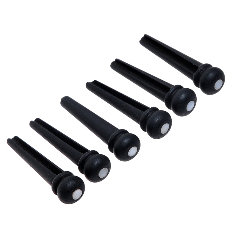 6pcs / set Bridge Pins Ebony Warna Hitam Dengan Shell Dots Untuk Akustik