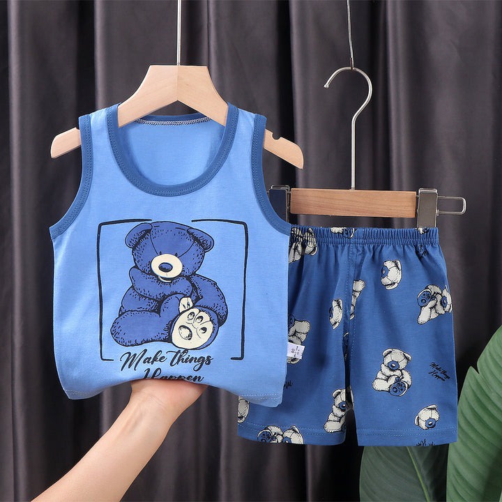 Setelan Baju Bayi Kaos Tanpa Lengan Anak Bahan Adem Usia 0-1 Tahun / Setelan Baju Bayi Newborn / Baju Bayi Import