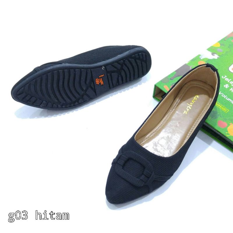 Borneo Sepatu Wanita Flat Flatshoes Bahan Kanvas Slip on by Xavyera kode g03