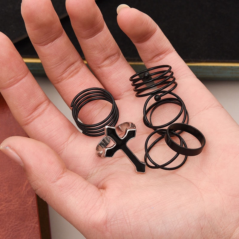 Set Cincin Knuckle Model Terbuka Dapat Disesuaikan Gaya Punk Gothic Rock Hip Hop Vintage Untuk Wanita