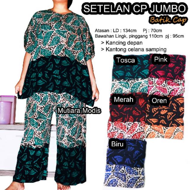 Setelan jumbo batik cap celana panjang  meyllia Shopee 