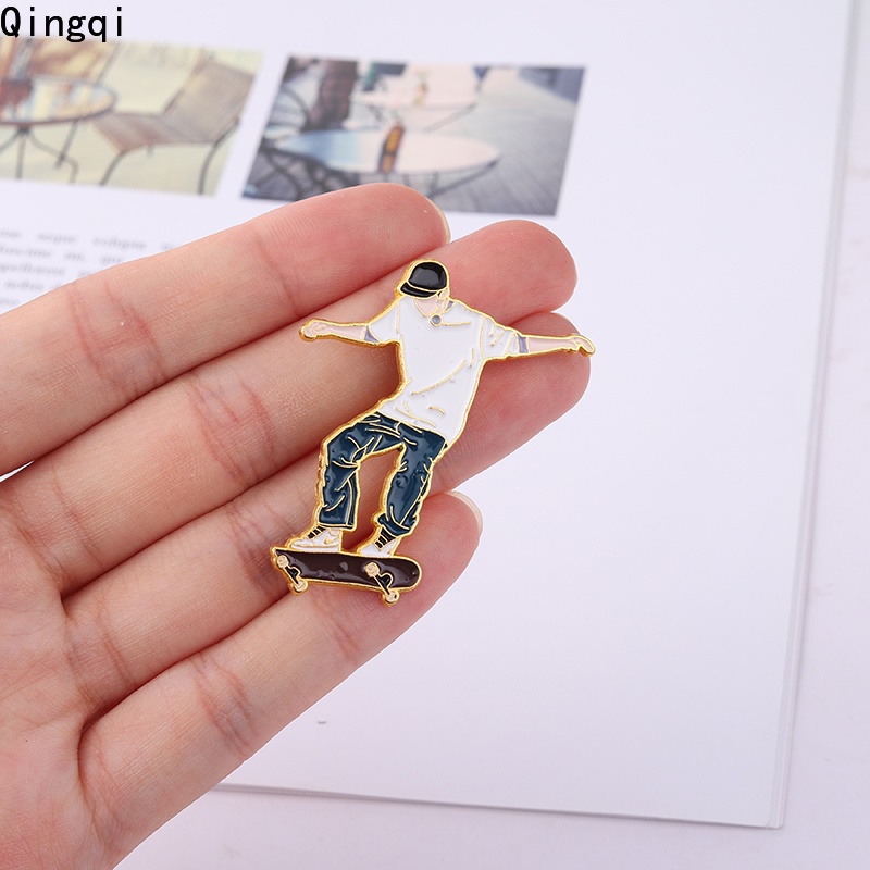 Bros Pin Enamel Desain Kartun Skateboard Boy Untuk Hadiah