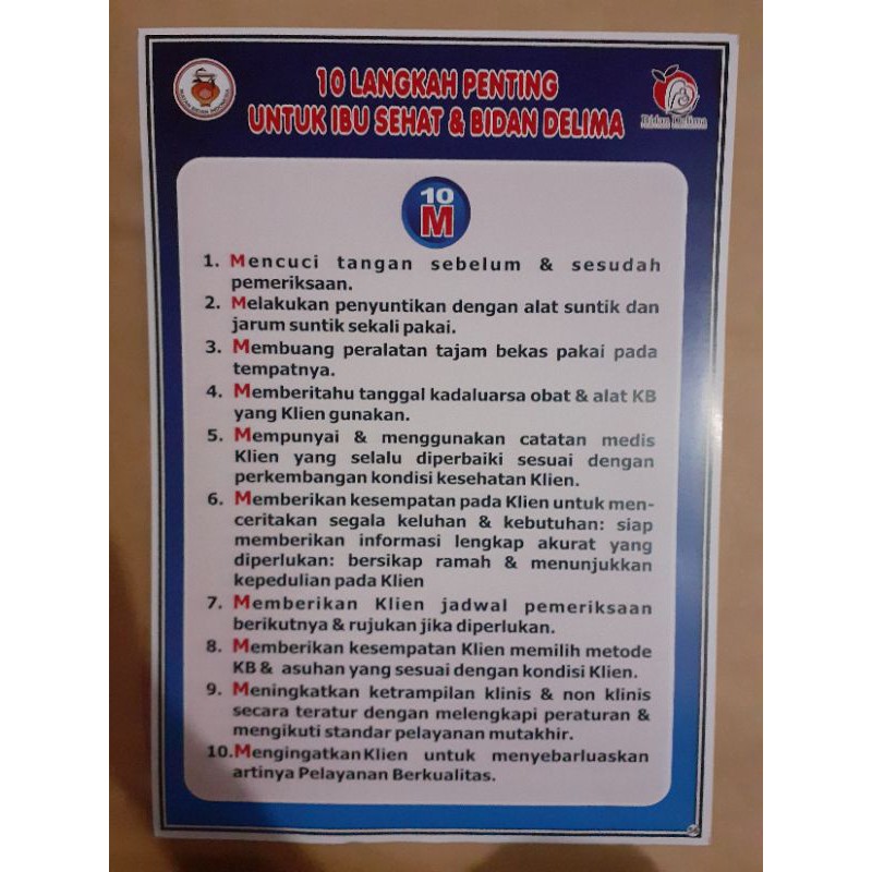 (56) POSTER 10 LANGKAH PENTING UNTUK IBU SEHAT & BIDAN DELIMA