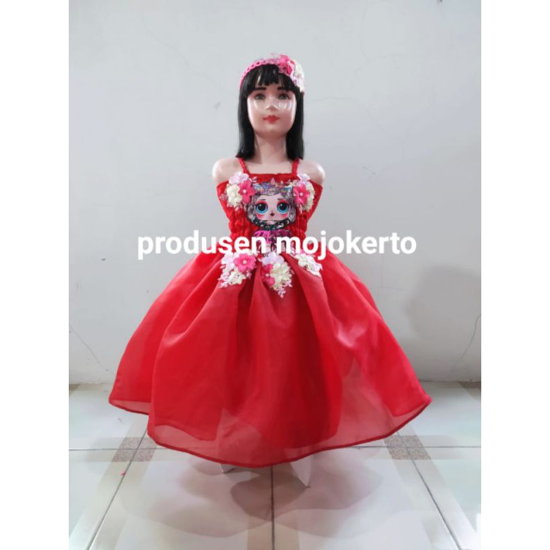 gaun organza anak real picture