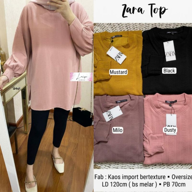 Zara top blouse kaos waffle uniq by laiqa alfashion Ld 130cm atasan Jumbo big size