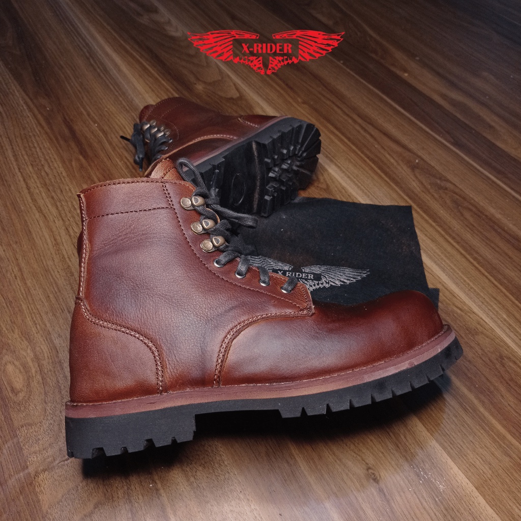 Groses Safety Boots Iron Ranger Vintage Maroon Xrider Kulit sapi Redwing model Original